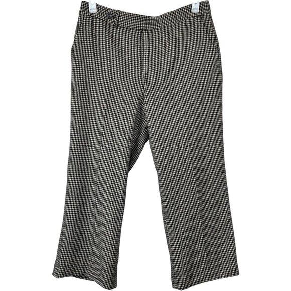 Lauren Ralph Lauren Wool Crop Trouser Pants Houndstooth High Rise 8P - Picture 1 of 5